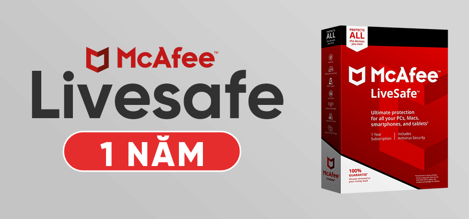 McAfee Livesafe 1 năm - Key kích hoạt